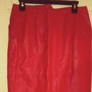 Red leather skirt